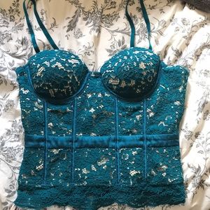 Teal Lace Corset Top
